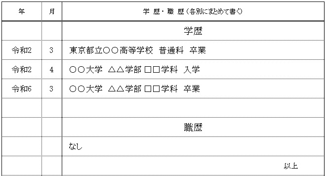 履歴書の職歴なし